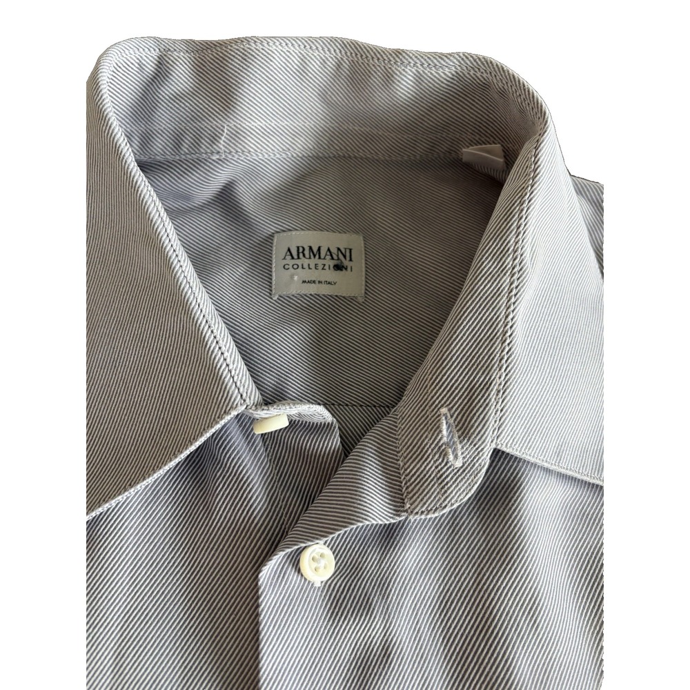 Armani Collezioni Dress Shirt Size 16 41 Large Grayish Light Blue Button Down
